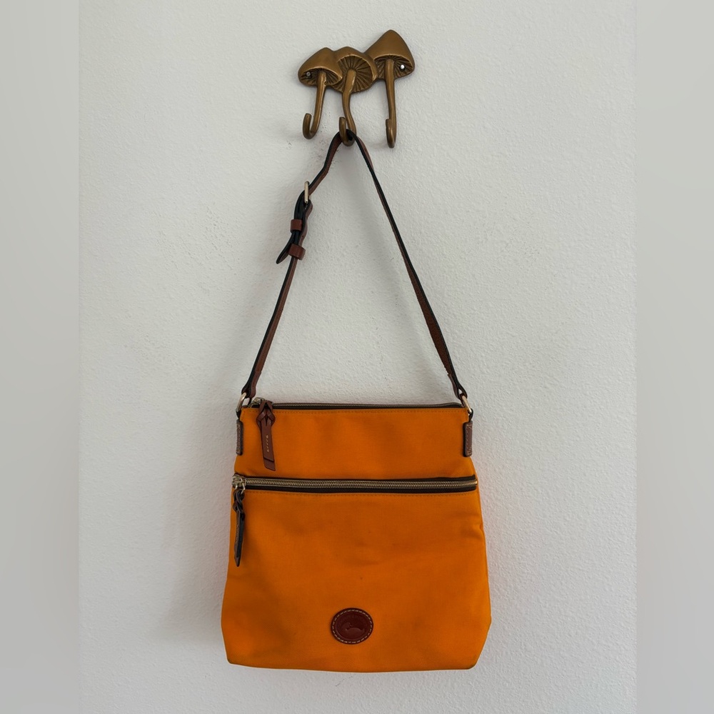Dooney & Bourke Orange Purse with Brown Trim